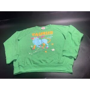 Midnight Rider Taurus Zodiac Sweatshirt Green XL Celestial Astrology Graphic